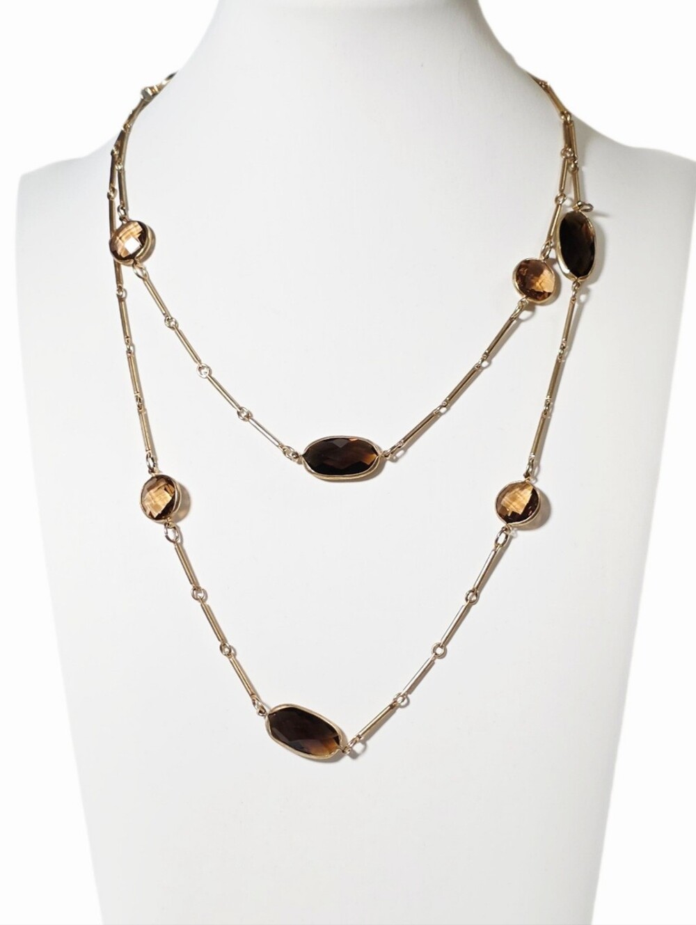 Banana Republic Gold & Brown Faceted Rhinestone Gold-Tone Long Necklace